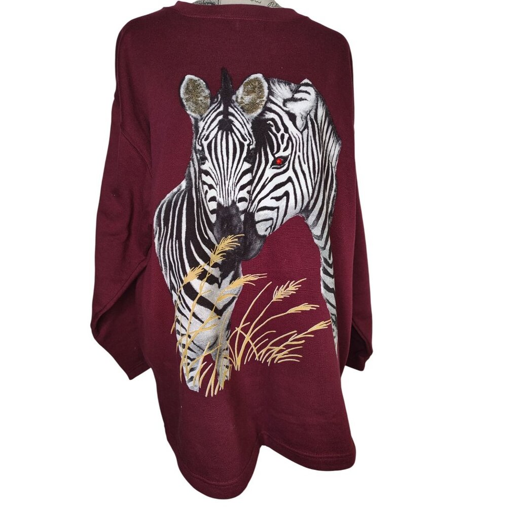Vintage World Wildlife Fun XL, 18/20, Sweatshirt, Zebra Couple, Rhinestone Eye